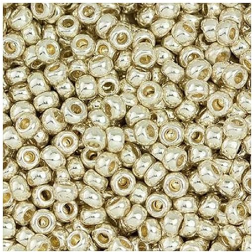 50 g TOHO Round Seed Beads Rocailles, Size 15/0, Permanent Finish Galvanized Aluminum (# PF558), Japan, Glass