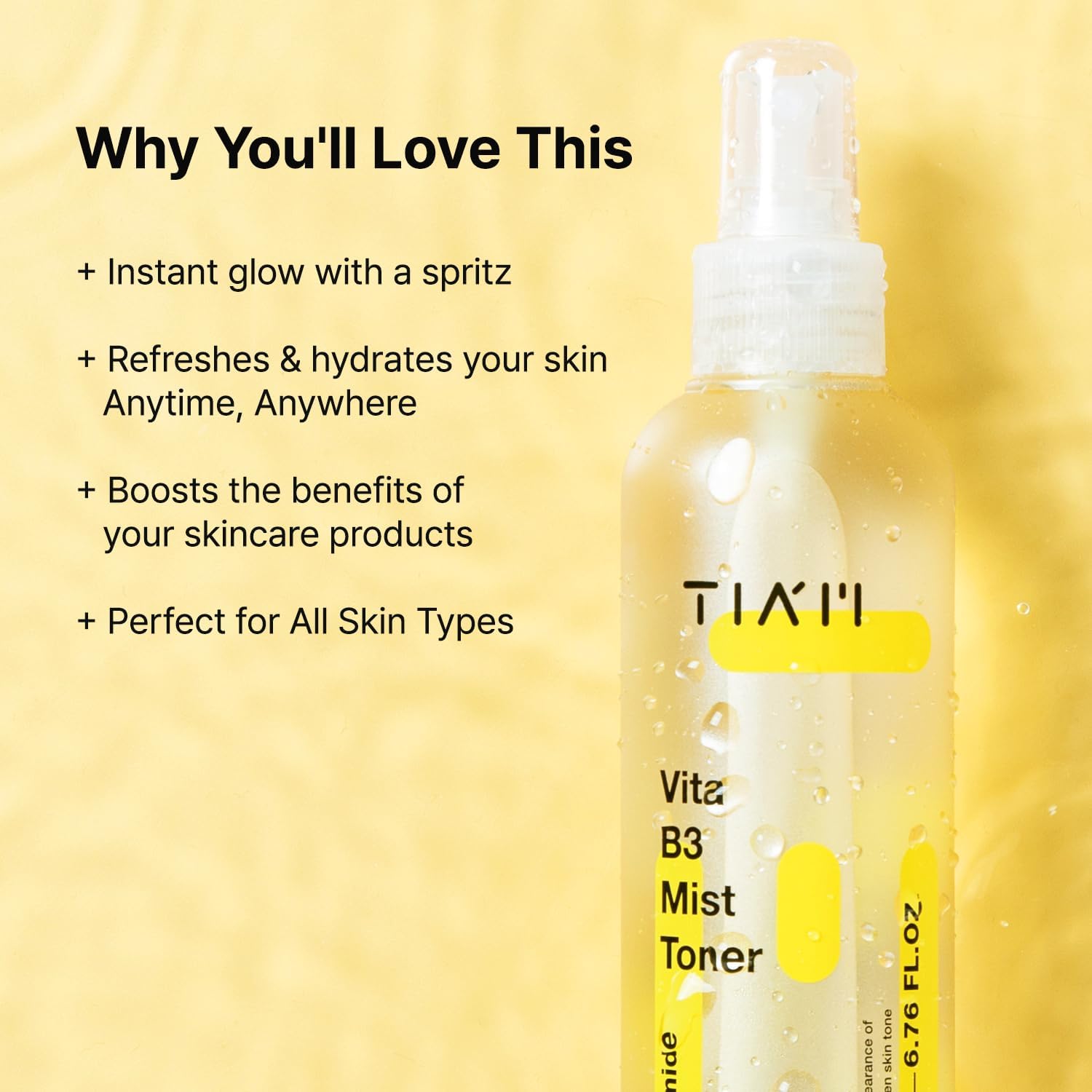 TIAM Vita B3 Mist Toner, 6.76 fl oz, Glow Boosting Facial Spray with Niacinamide, Tranexamic Acid, and Vitamin C for All Skin Types, Hydrating & Refreshing, Korean Skin Care - Image 4
