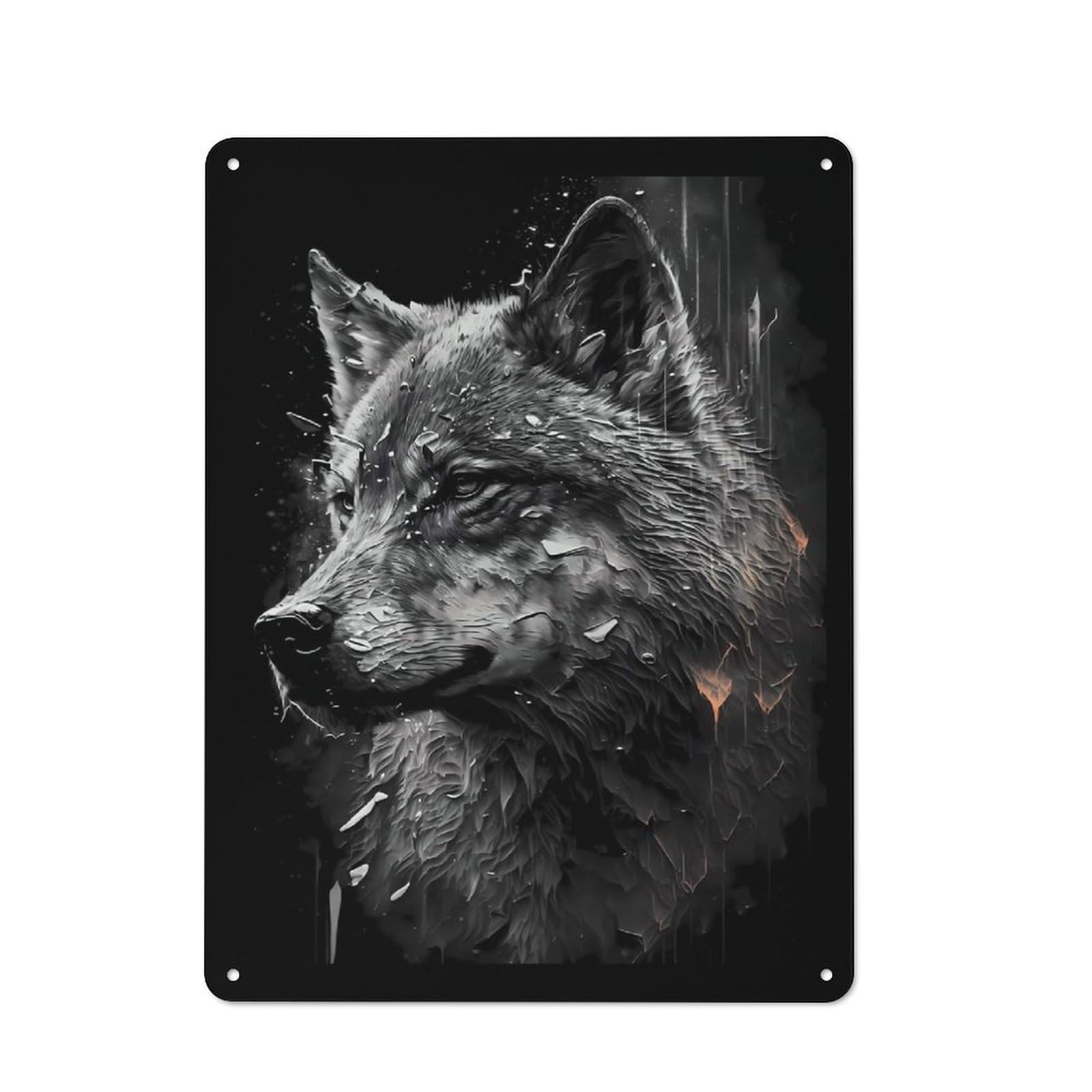 Junmoney Style-8 Garage Style Wolf Sunglases Retro Metal Sign 40X30cm, Workshop Wall Decor For Tool Room, Garage, Studio Or Home Bar