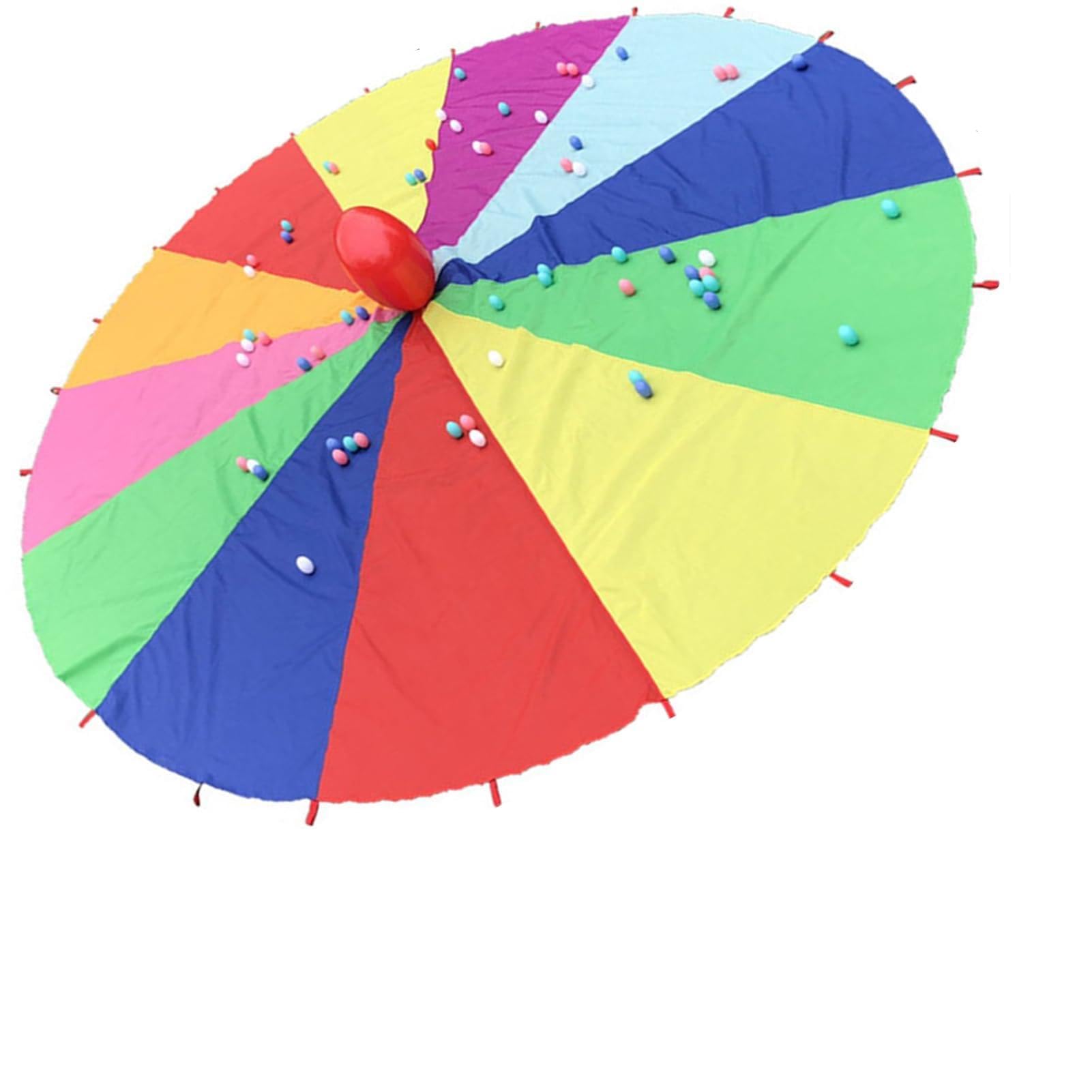 Spielen Fallschirm, 3M/9.84Ft Regenbogen Spielen Fallschirm Outdoor-Teamwork Spiel Fallschirm Körperkrafttraining