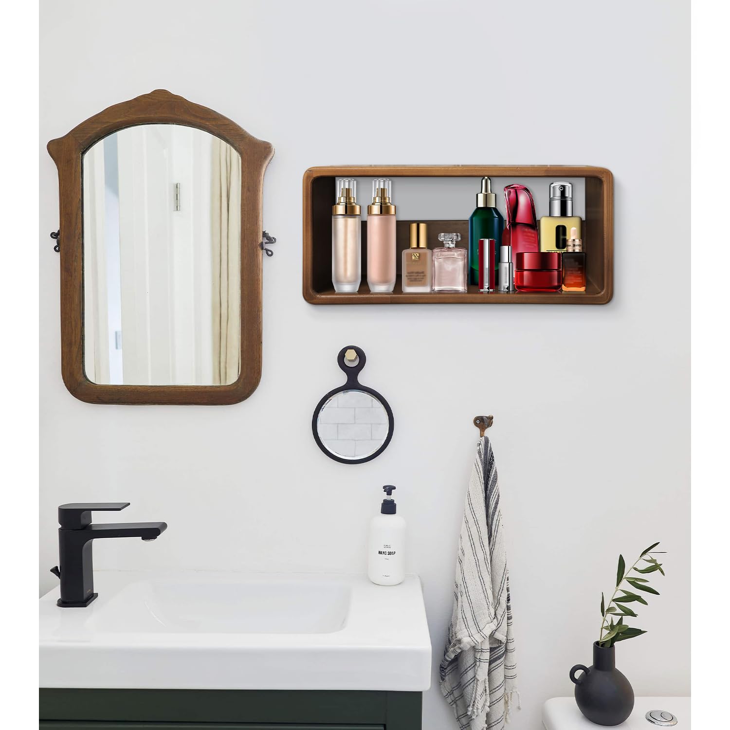 Mesita de noche flotante, estante de noche montado en la pared, muebles de dormitorio hechos a mano, mesa de noche flotante de madera de pino, estilo minimalista y único, 18 x 10 x 7.5 4