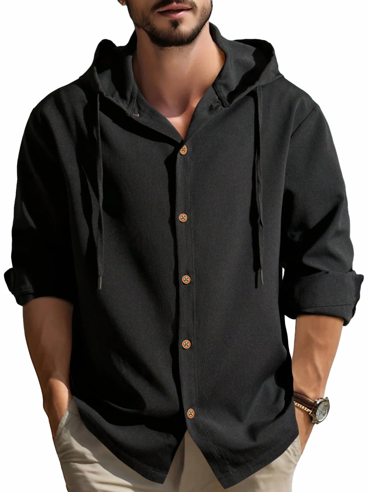 Mens Relax Fit Hooded Shirt