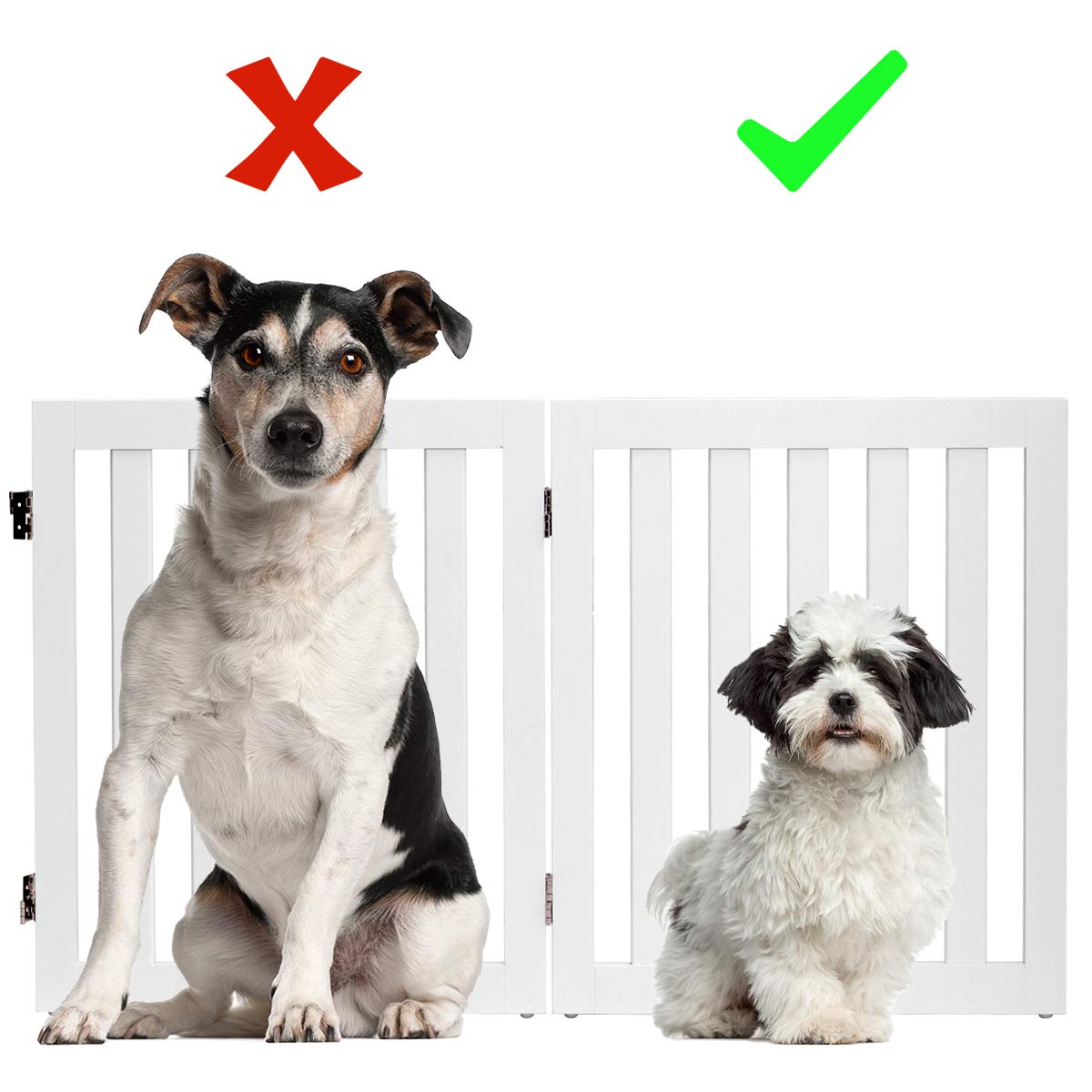 COSTWAY Barrière Autoportante pour Chien 2/3/4 Panneaux en Bois 60/89 cm Charnières Métalliques Pivotant à 360° Patins Antidérapants pour Maison Escaliers Portes