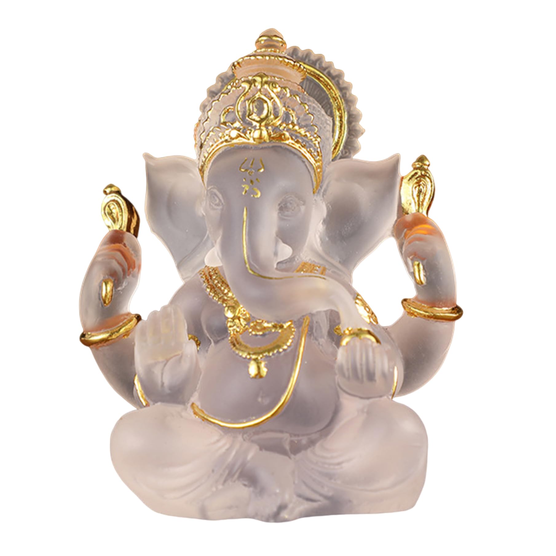 Grtheenumb Resin Indian Ornaments|Lord Ganesha Statues 5.51" H White Resin Elephant God Figurines Indian Ganesha Idol Figurine for Home Office Bookshelf Table Desktop Ornaments Housewarming