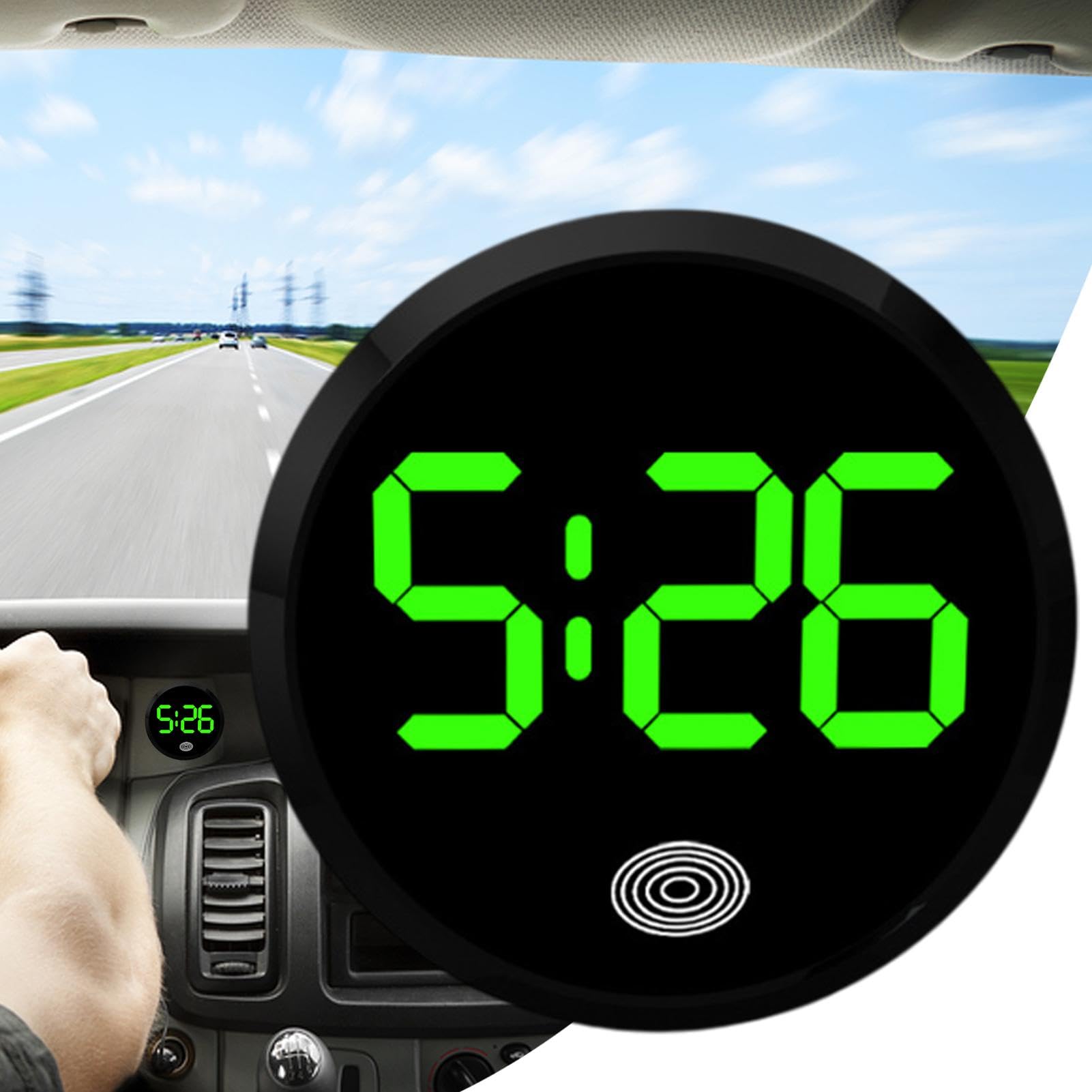 Digitaluhr für Auto Innenraum, Auto Armaturenbrett Uhr mit Kalender, Tragbare Digitale Autouhr, Digitaluhr für Autospiegel, Digitaluhr mit Temperatur für Auto, Smart Car Dashboard Uhr