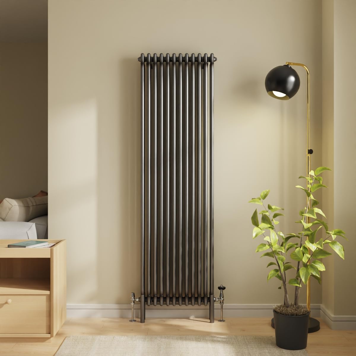 Nrg Raw Metal 1800 X 560Mm Cast Iron Triple Column Vertical Radiator