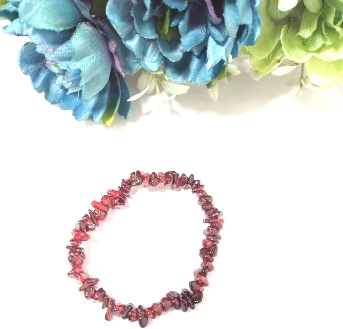 Hijet Garnet Chips Chakra Stretch Bracelet 7-8 Inch Long For Men Or Women,Handmade Chips Jewelry Healing Crystal - Image 5