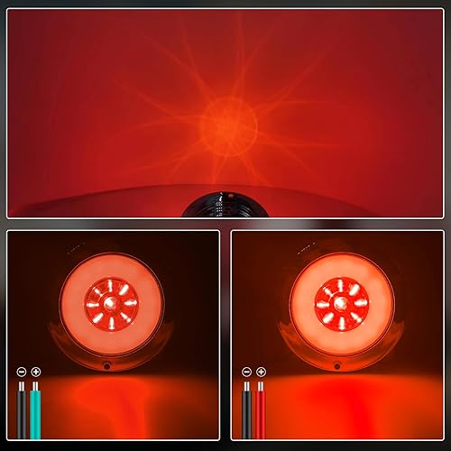 Miniatura 2 de Luces traseras redondas de 4 pulgadas de 24 LED, luces de freno de remolque, solo CC 24 V), luces de freno selladas impermeables compatibles con