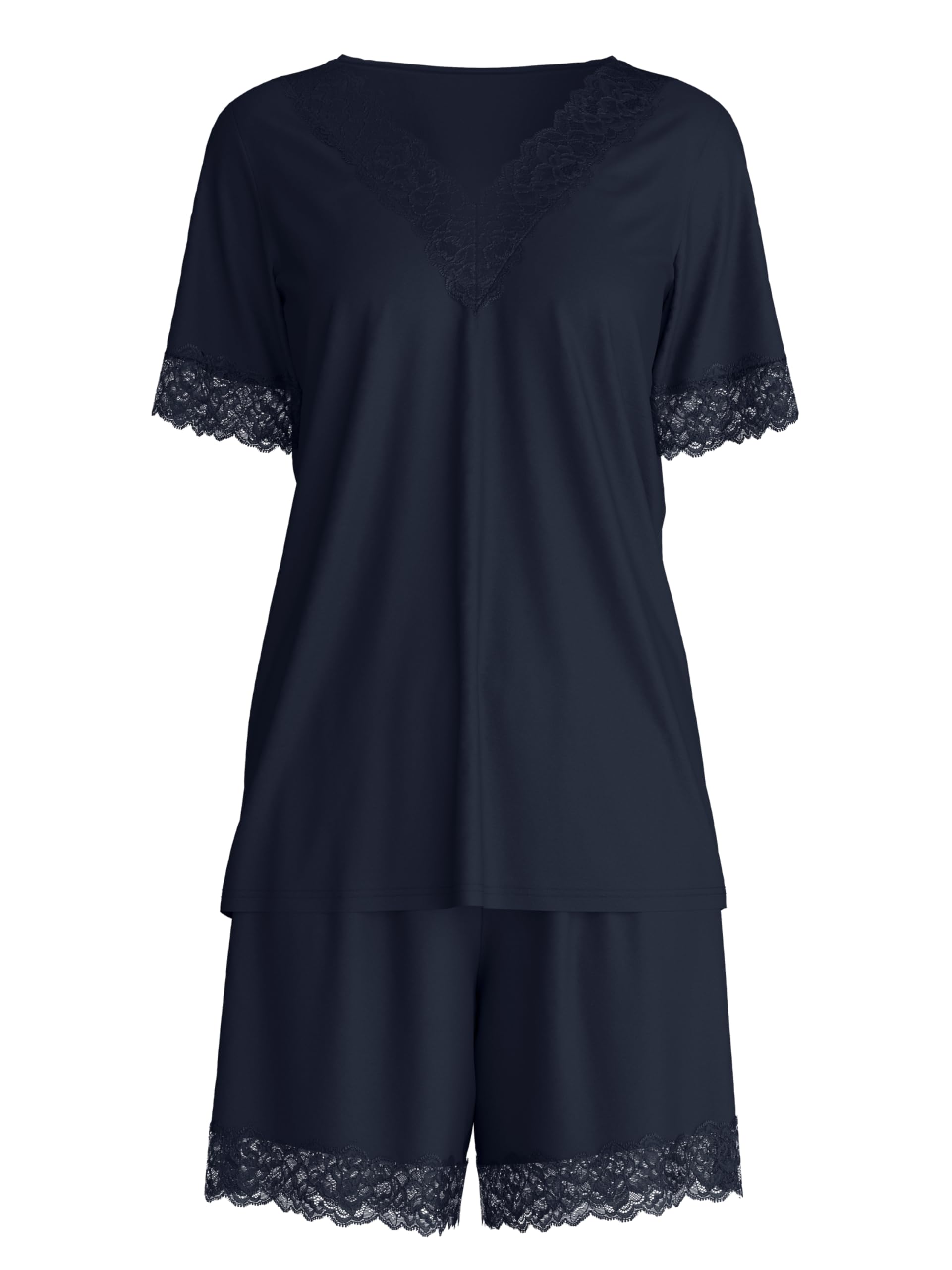 CALIDA Elegant Dreams Kurz-Pyjama Damen | Schlafanzug, luftiger Schnitt, mit Spitzendetails, fließend und anschmiegsam