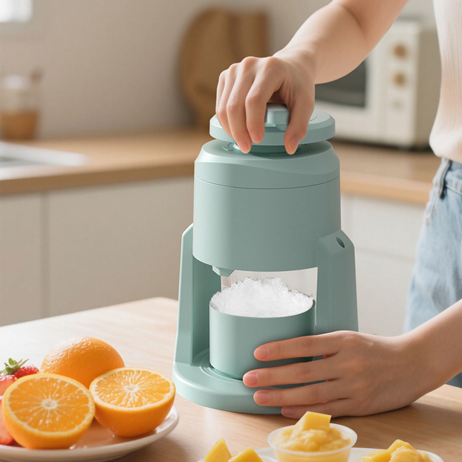 Tritaghiaccio a manovella con acciaio inox, ideale per preparare dessert, bevande e cocktail a casa o all'aperto, per la stagione del rasoio per ghiaccio