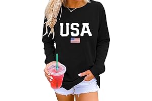 Usa hoodie casual tops for women