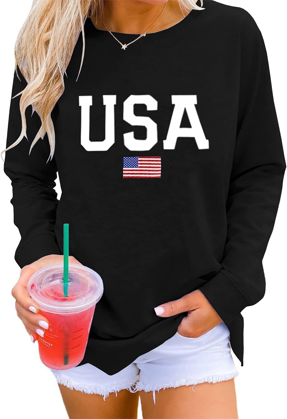 Dressmine Womens Casual Long Sleeve Graphic Tee Shirts Crew Neck Sweatshirts Pullover Tops for Women