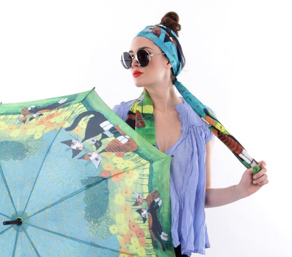 VON LILIENFELD apaszka damska 100% jedwab Rosina Wachtmeister All together motif scarf jedwabna apaszka 172 x 42 cm