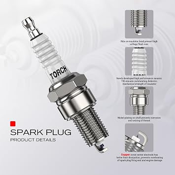TORCH F7RTC Spark Plug Repalce for NGK 5534/BPR7ES V-line-19, for BOS CH 7992/WR5DC 4038/WR5DP, for Cham pion 332/RN7YC 415/RN9YC 818/RN2C, for DEN SO W22EPR-U/3088, for AC Delco R41CXLS, OEM
