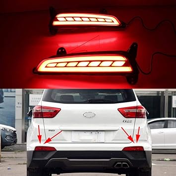 Carmart CRETA Rear Bumper DRL Reflector Back Light for Creta upto2017, set of 2