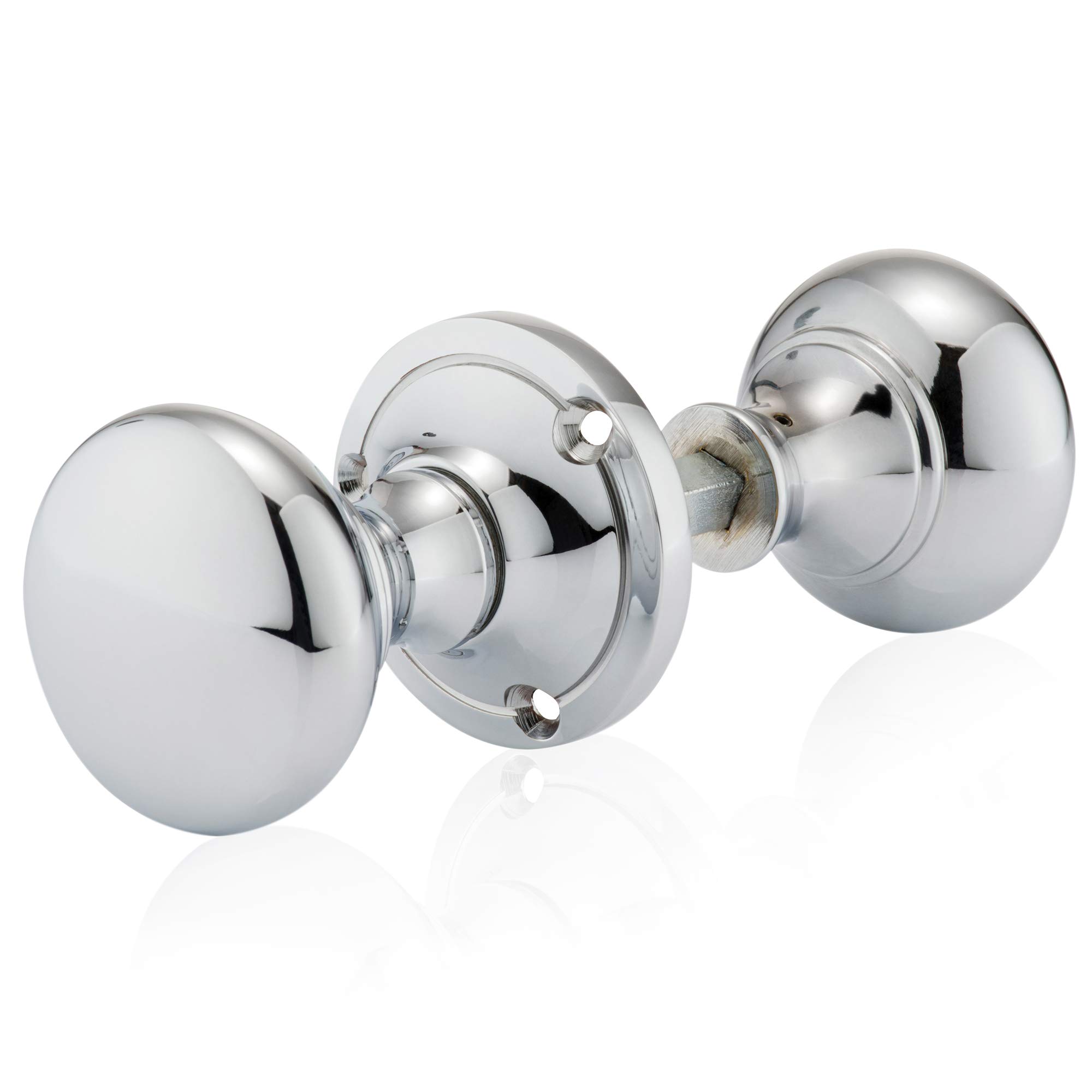 Xfort Chrome Xfort® Polished Victorian Rim Knob, Sturdy Solid Brass Rim Lock Knobs, Gate Handle, Rim Knob, Door Knob Handles Complete With Colour Matched Screws For Use With Rim Sashlocks.