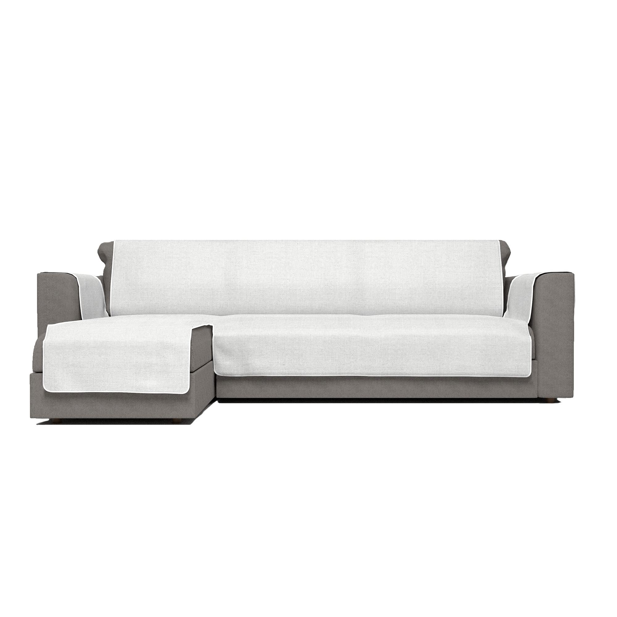 Italian Bed Linen Comfort Anti-Slip Sofa Cover with chaiselongue,240cm, white