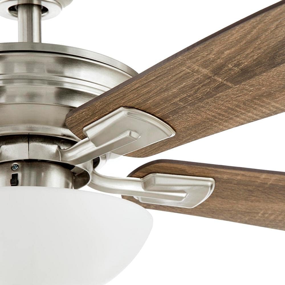 Wellston II 44 in. Indoor LED Brushed Nickel Dry Rated Downrod Ceiling Fan with Light Kit and 5 Reversible Blades