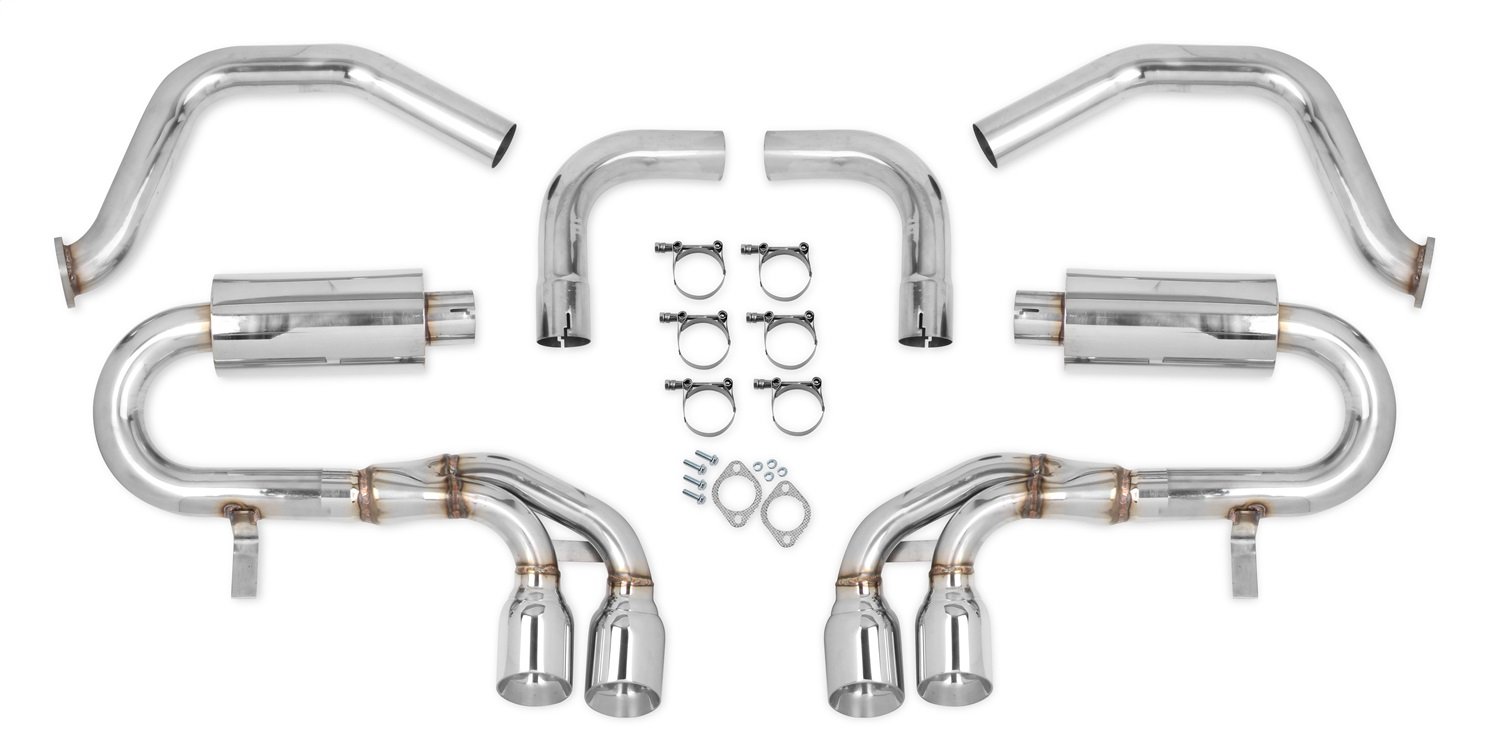 Flowtech 11145FLT Axle-Back Exhaust System 2.5 in. 304 Stainless Steel High Flow Straight Through Polished Mufflers 4 in. Quad Polished Tips Axle-Back Exhaust System