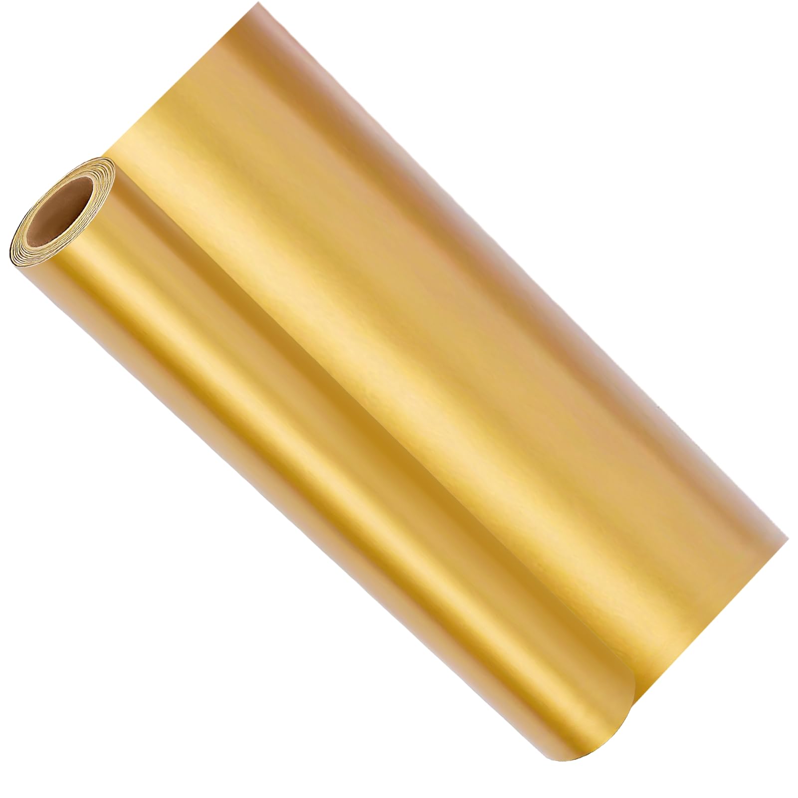 Glossy Metallic Gold Self-Adhesive Vinyl Roll (0.305m x 1.52m / 12" x 5ft) Permanent Instant Stick Decorative Film with Clear PET Backing for DIY Crafts, Home Decor & Personalization