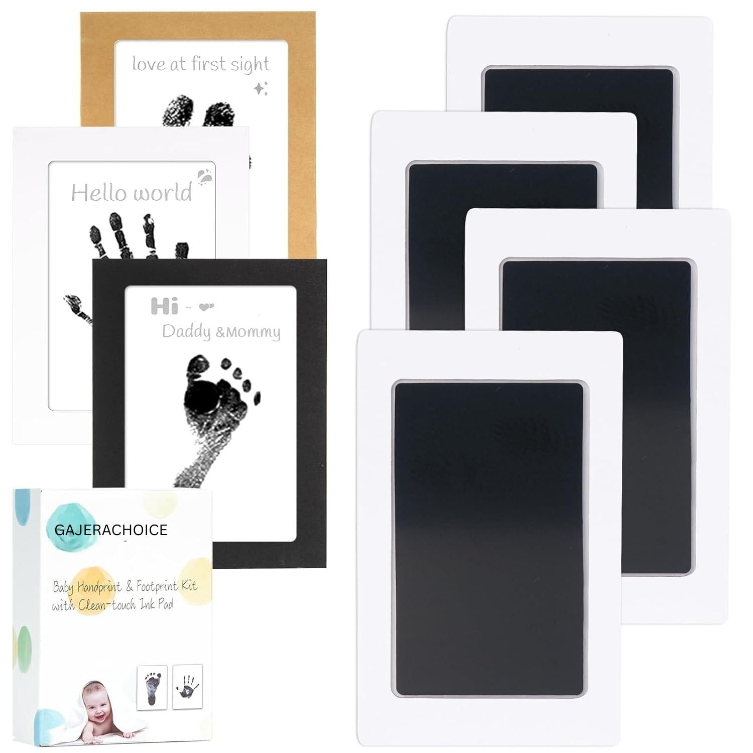 GAJERACHOICE Inkless Baby Hand and Footprint Kit - Baby Safe Paint for Hand and Feet - Foot Print Kit for Baby - Capture Precious Moments with No Mess, Safe and Easy to Use (1)