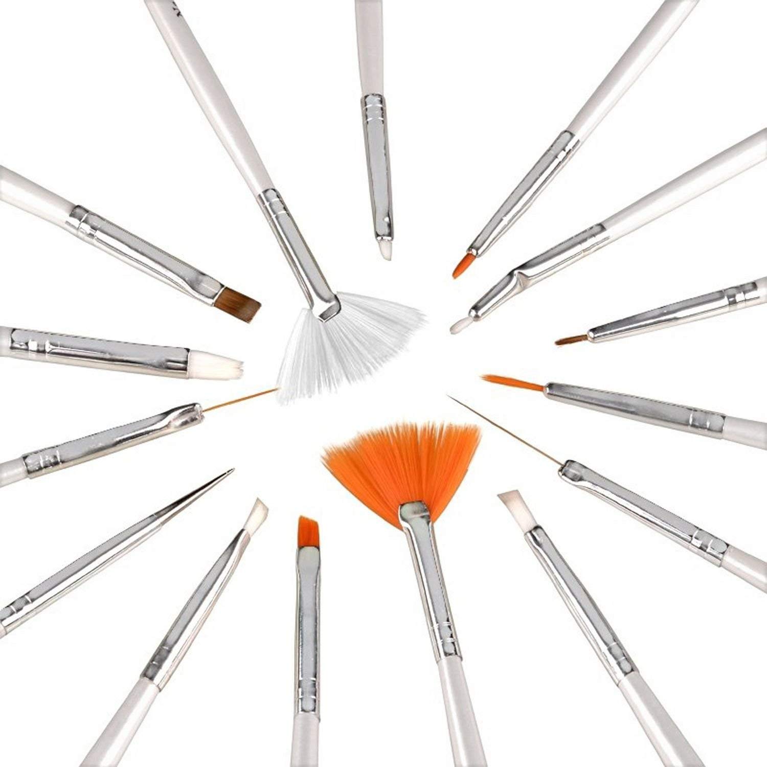 THINDZ COSMETICS 15pcs Acrylic Nail Art Design Painting Tool Pen Polish White Nail Brush Set 1