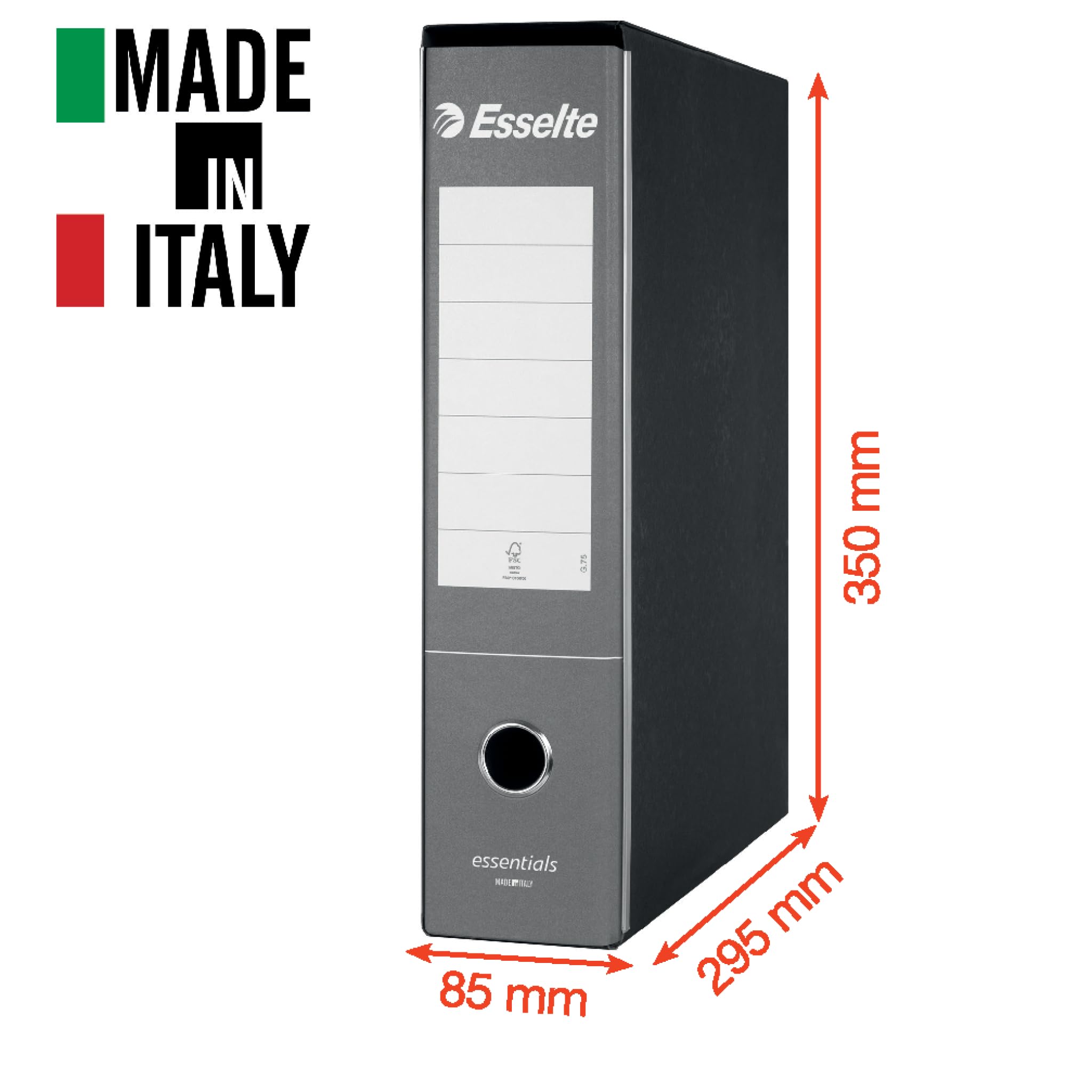 Esselte ESSENTIALS G75 Registratore con Custodia, con Meccanismo a Leva, in Formato Protocollo, 23x33cm, con Dorso da 8 cm, Blu, Conf.da 6 pezzi, 390775050 (Confezione da 2)