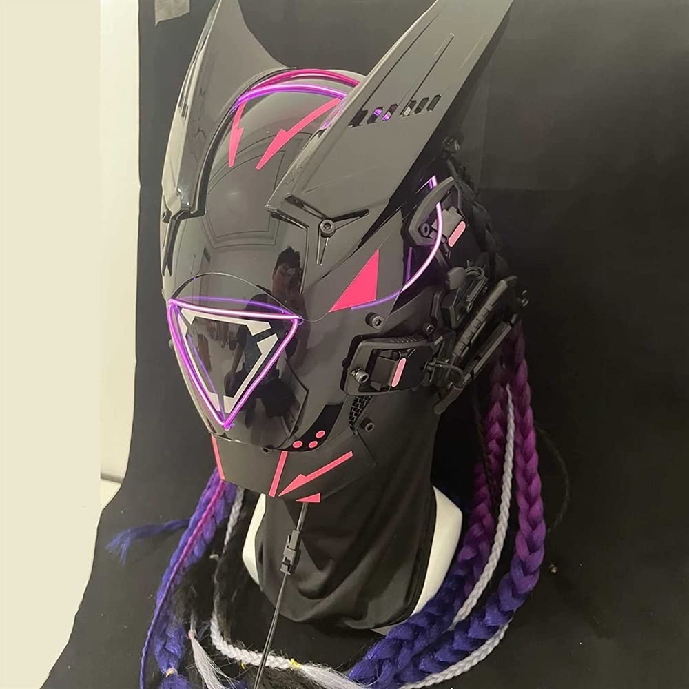 Amazon.co.jp: サイバーパンクマスクヘルメット ピンクのドレッドヘア