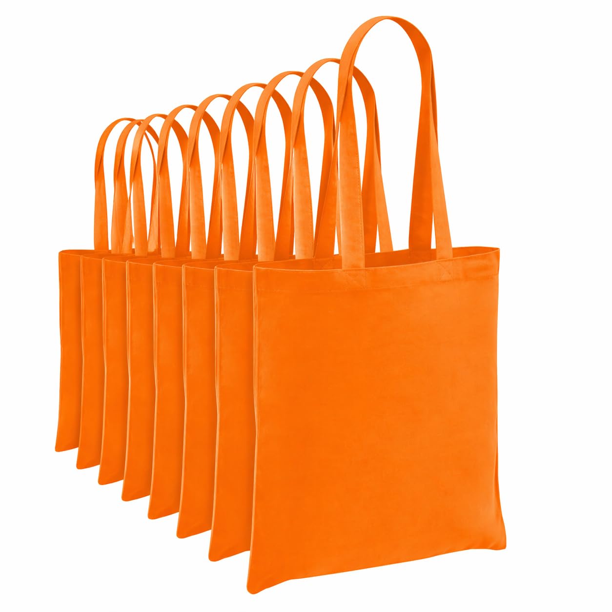 Hyper Mart Cotton 5oz(150gsm) Eco friendly Plain Natural Reusable Shopping Tote Bags Eco Friendly Long Handle Grocery Bag (Orange, 10 bags)