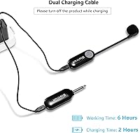 Vista 4 de Bietrun Auriculares inalámbricos con enchufe de 1/4 pulgadas, rango de 165 pies, micrófono inalámbrico UHF y micrófono de mano 2 en 1, para altavoz