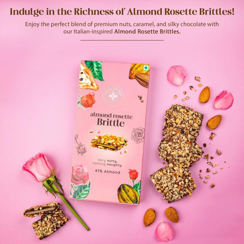 Image of Cacao Springs Premium Almond Rosette Brittle Gift Box, Premium Choco & Nut Delicacy Treats, Great for Snacking, Premium Gift Hamper for Christmas Gifts, 3 Pieces in Each Box, 2 Boxes, 84gm