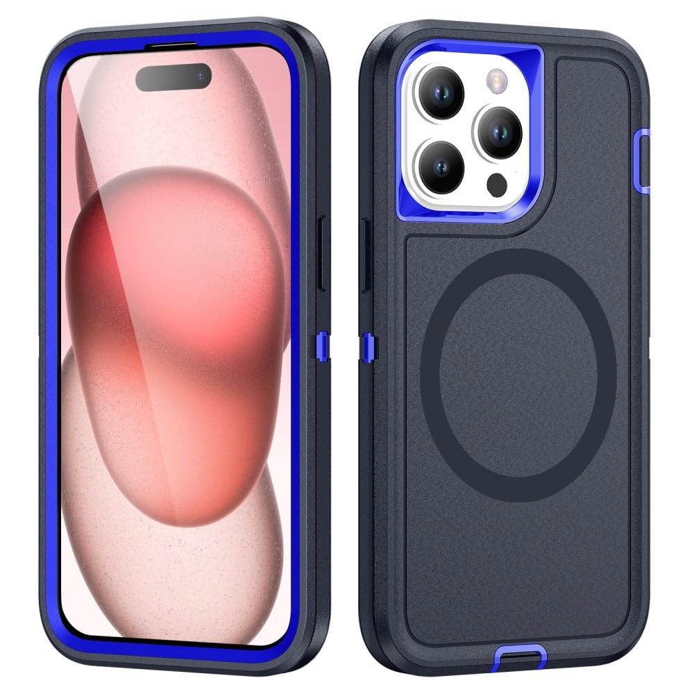 Coque rigide iPhone 16 bleu foncé idéale pour le bureau et les sorties