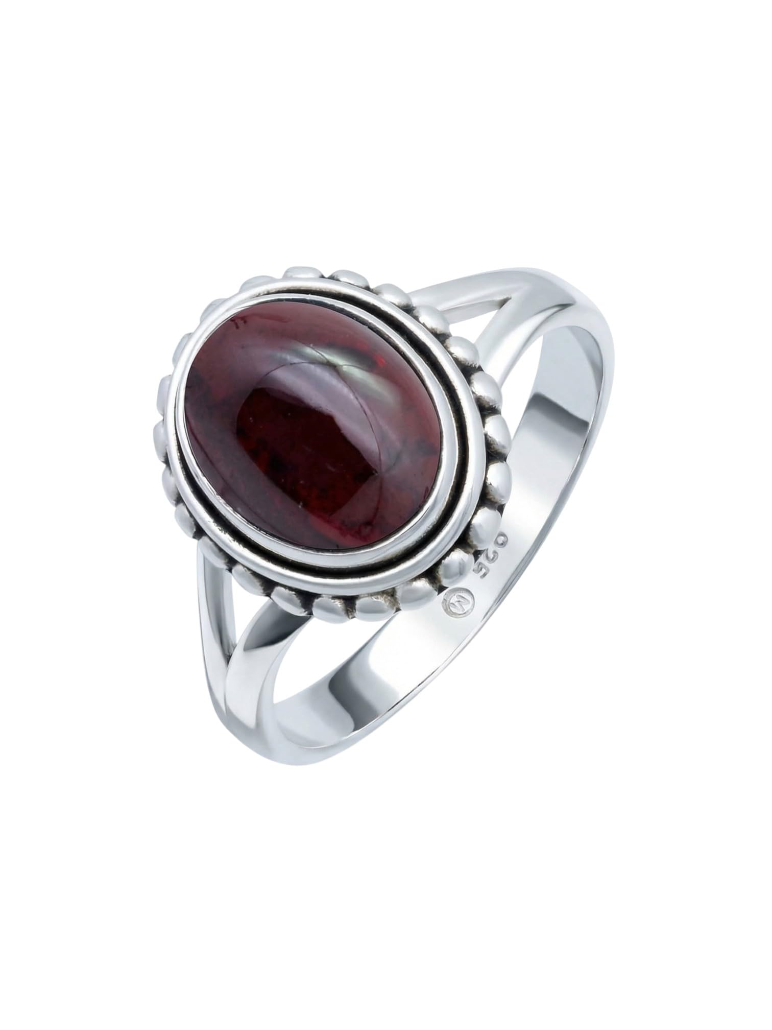 mantraroma Silberring Damen 925 Sterling Silber – ovaler Edelstein Ring, Vintage Statement Ring Schmuck, elegantes Geschenk für Frauen