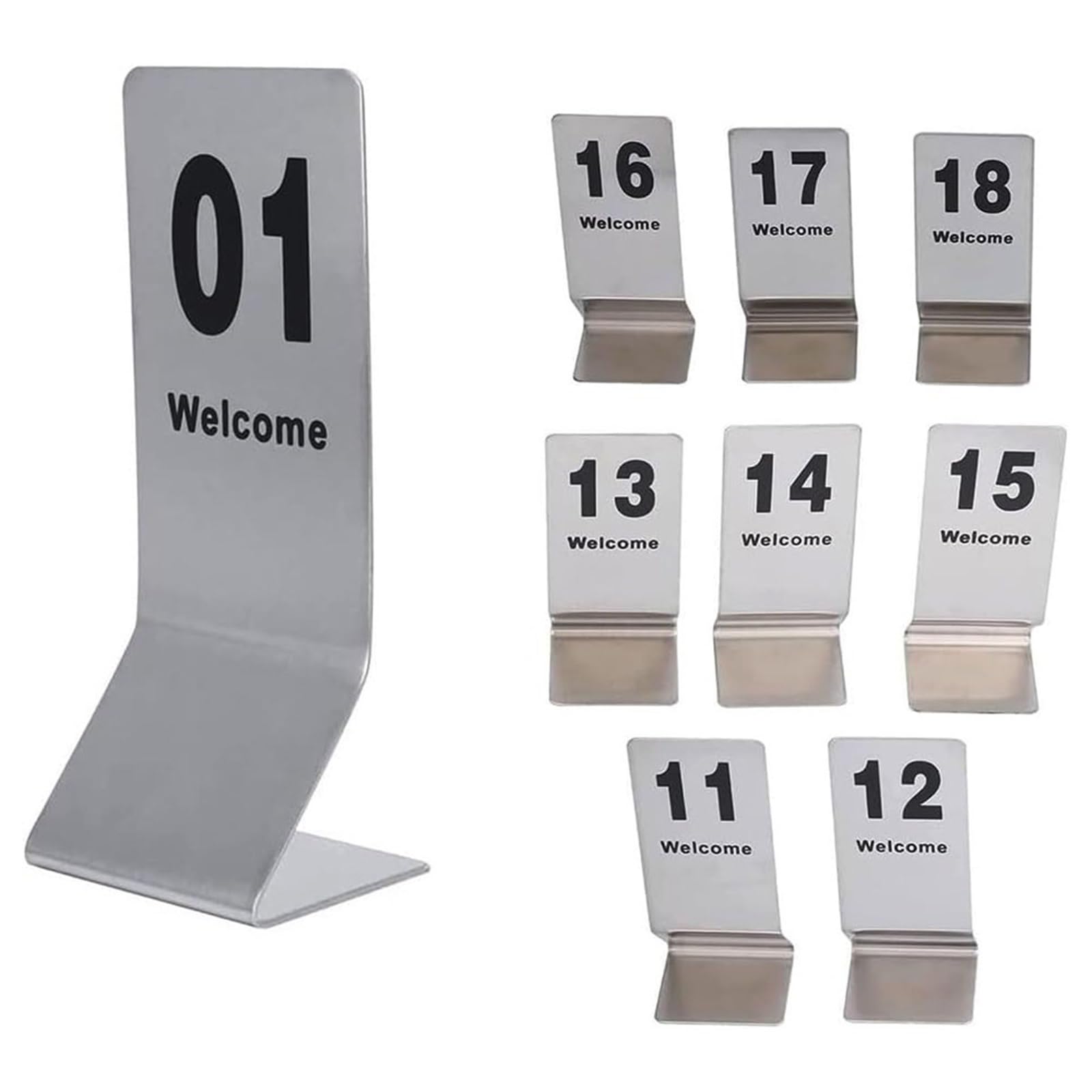 Tischnummern aus Edelstahl, langlebig, elegante Beschilderung für Event-Dekoration, Hochzeiten, Restaurants, leicht zu reinigen, rostbeständig, modernes Display,