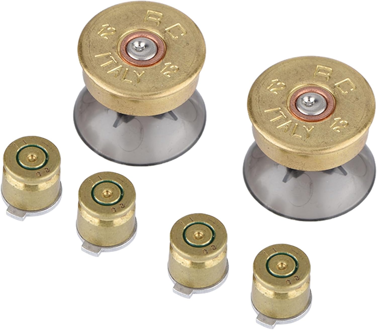6Pcs Gold Metal Buttons Thumbsticks Mod Kit for PS4 Controller Replacement | Precision-machined aluminum alloy parts with a gold finish for enhanced grip, smooth operation, and lasting durability