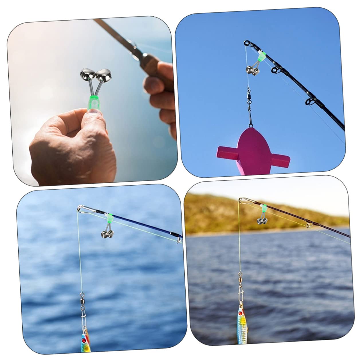 BESTonZON 10pcs Fish Alarm Indicator Bells Clip-on Fishing Pole Bells for Sea Fishing