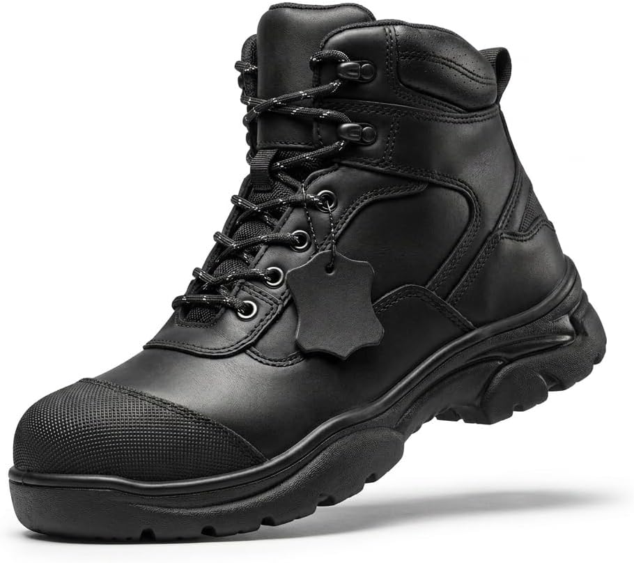 Exhope Steel Toe Boots Mens Safety Work Boots Indestructible Comfortable Shoes Non Slip Puncture Resistant Industrial Construction