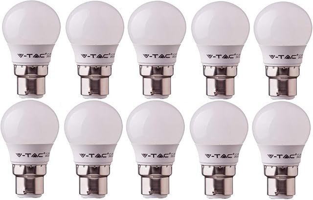 V-Tac LED 3w G45 Golf Ball Bulbs - PACK OF 10 - B22 / BC / Bayonet Cap - Warm White 2700K - 250 Lumens