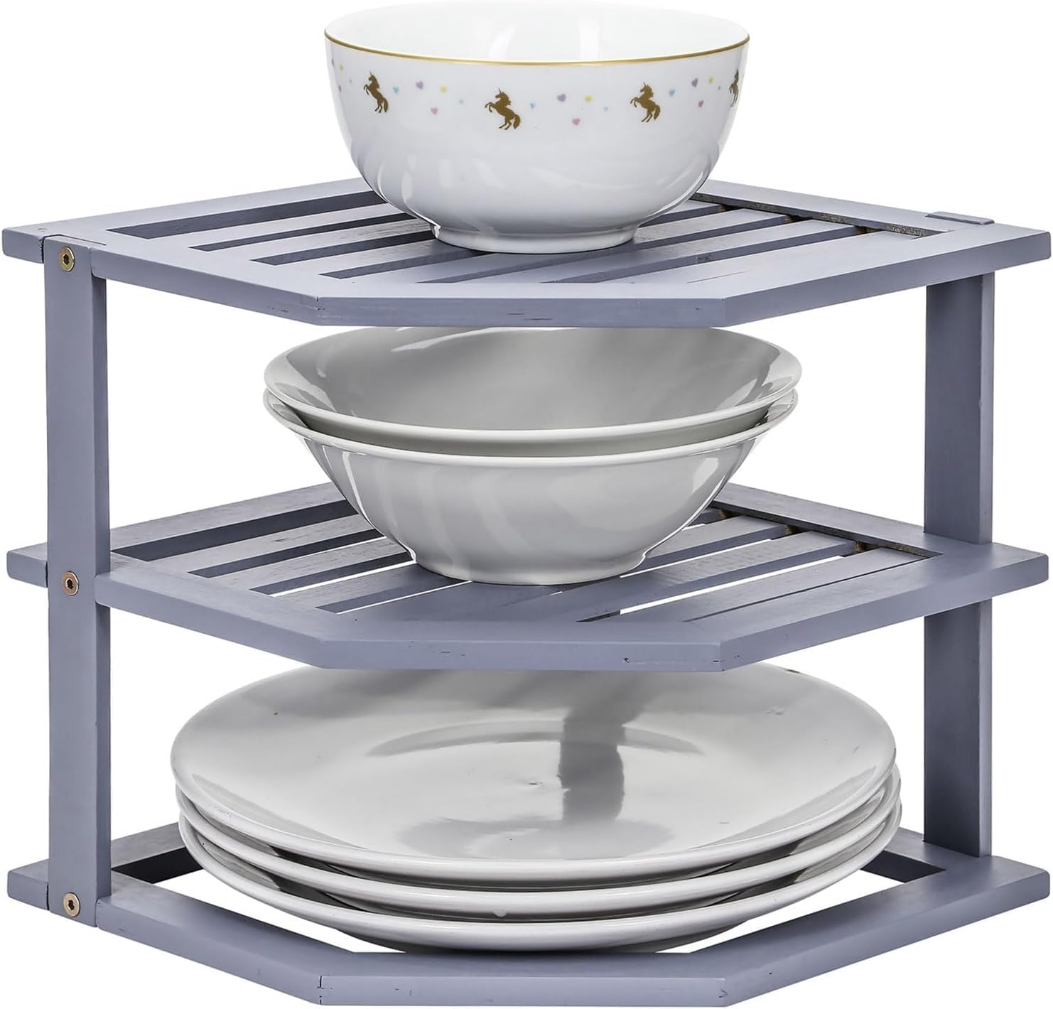 3 Tier Corner Shelf Organiser Plate Rack Countertop for
