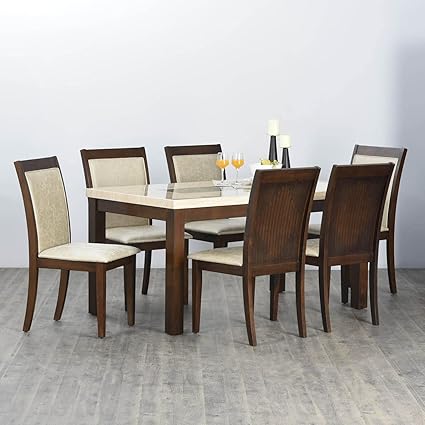 Home Centre Harmony Sia Six-Seater Dining Table with 6 Chairs, Rich Brown