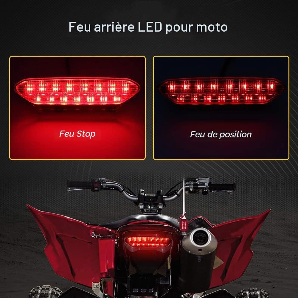 Feu arrière LED rouge pour moto Y-amaha YFZ 450 2006-2009, feu stop arrière à lentille fumée ABS, feu stop arrière fiable
