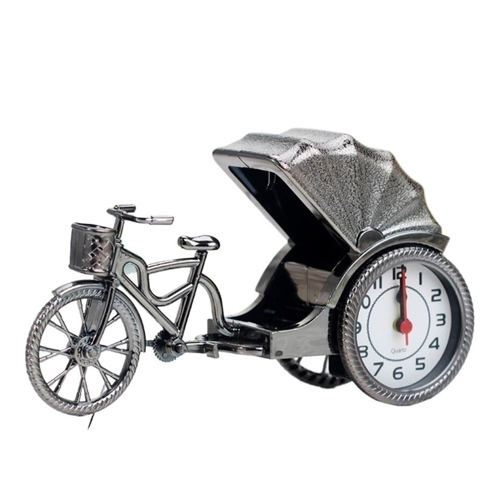 Alarm Clock Retro Rickshaw Car Alarm Clock Plastic Desktop Decoration Home Model Bedside Clock Mechanical Movement Bedside Alarm Clock