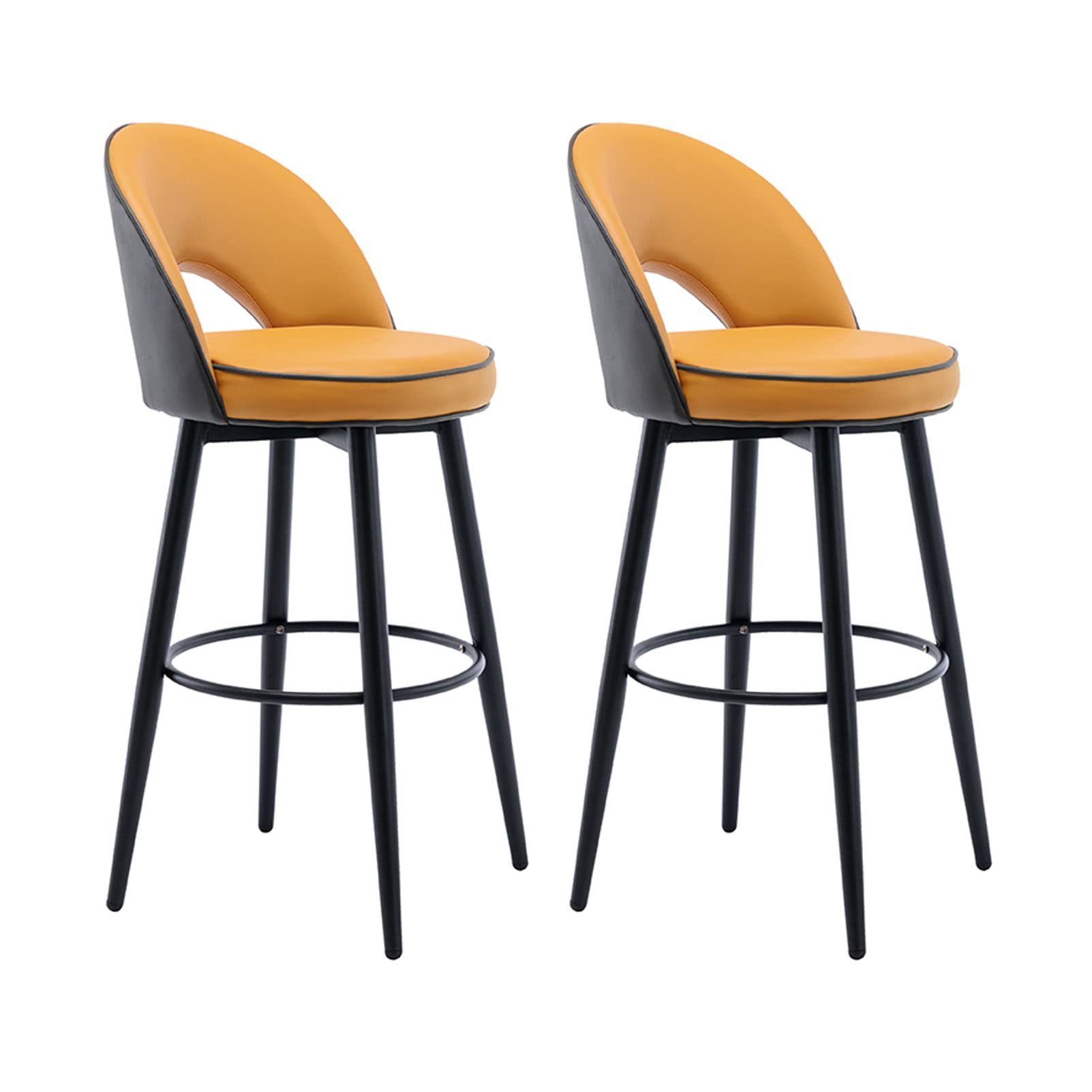 Rodzinny stołek barowy Wysoki stołek Obrotowy stołek barowy Zestaw 2 szt. Taborety tapicerowane wysokiej jakości skórą PU z oparciem do pubu Home Bar Jadalnia (C 72 cm Wysokość siedzenia) Made in