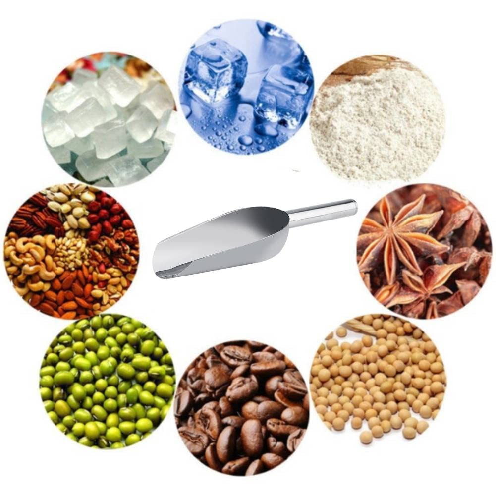 5 Pezzi Paletta per Ghiaccio in Acciaio Inox, Cucchiaini per Caramelle Multiuso, Paletta Cibo, Adatta per Cucine, Bar, Buffet, Cereali, Farina, Grano, Cibo per Gatti, Cibo per Cani