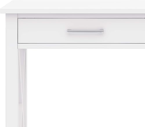 Miniatura 6 de SIMPLIHOME Kitchener - Mesa de sofá contemporánea de madera maciza de 47 pulgadas de ancho en blanco con almacenamiento, 2 cajones y 1 estante, para