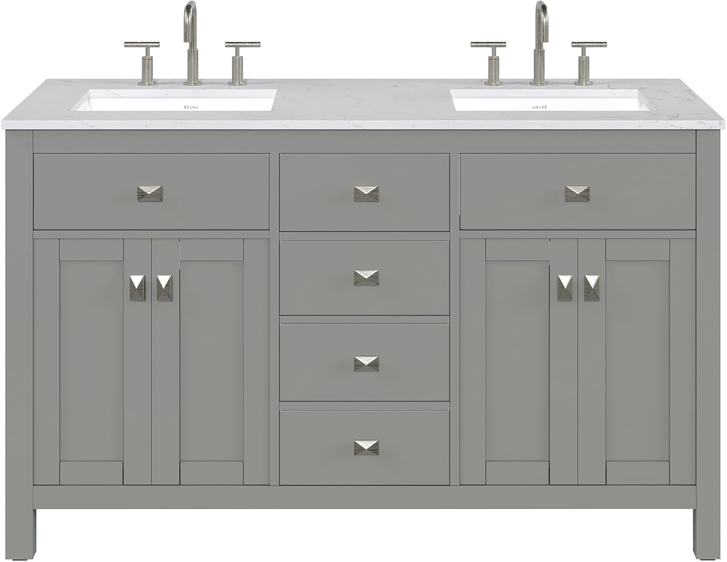 Artemis 60 in. Gray Double Sink Bath Vanity with Engineered Top and Undermount Porcelain Sinks