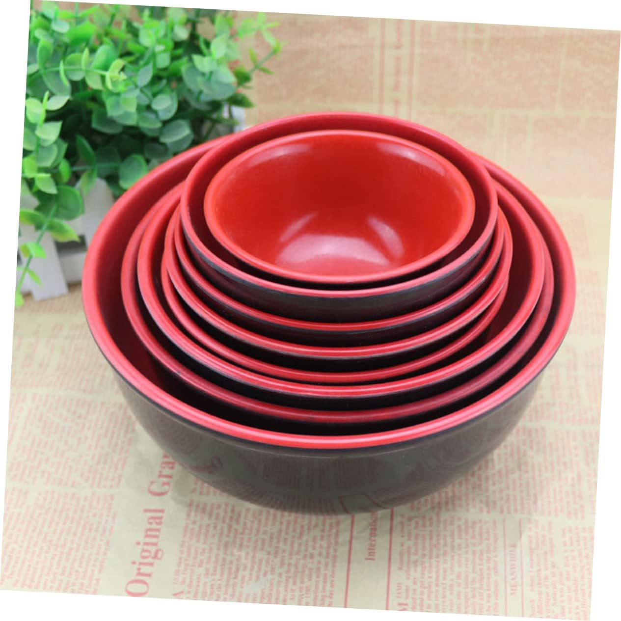 2pcs Imitation Porcelain Soup Bowl Double Noodles Bowl for Boys and Girls