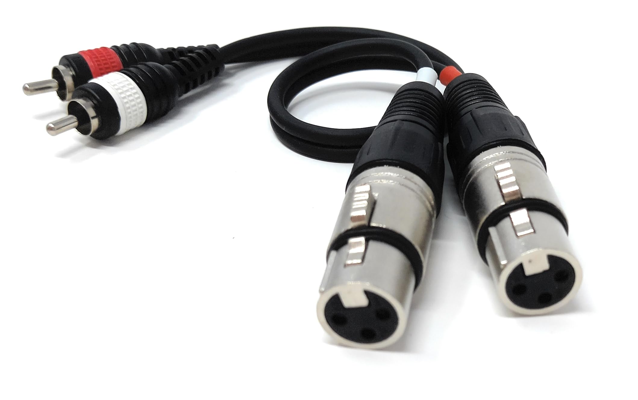DRUT 30cm Twin 2 x XLR Female Sockets to 2 x RCA Phono Male Plugs Shielded Stereo Audio Cable Compatible with Mixers, Amplifiers, Music Instruments 1ft - Image 3
