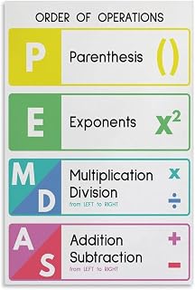 ANAVAE PEMDAS POSTER, Learn Order of Operations, Printable Educational Poster, Math Rules, Classroom Decor Poster Decorative Painting Canvas Wall Art Posters for Room Aesthetic 08x12inch(20x30cm)