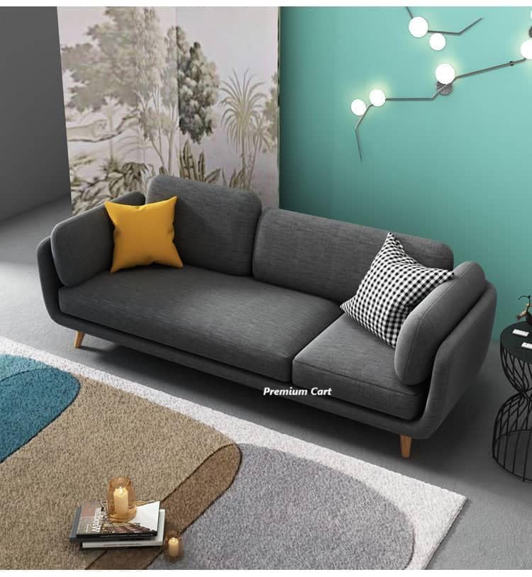 Image of Velvet Contemperory Sofa with Cushion Chaise Lounge Sectional Sofa Perfect for Living Room & Bedroom Guests Home & Office (Velevt Dark Grey), 3 Seater